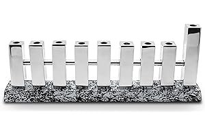ZION JUDAICA LTD Zion Judaica Artistic Fence Menorah with Abstract Decal Accent Decorative Hanukkah Menorah Modern Art Gates Hanukkiah fits Standard Chanukah Candles Artisan Minorah Collectible Chanukiah