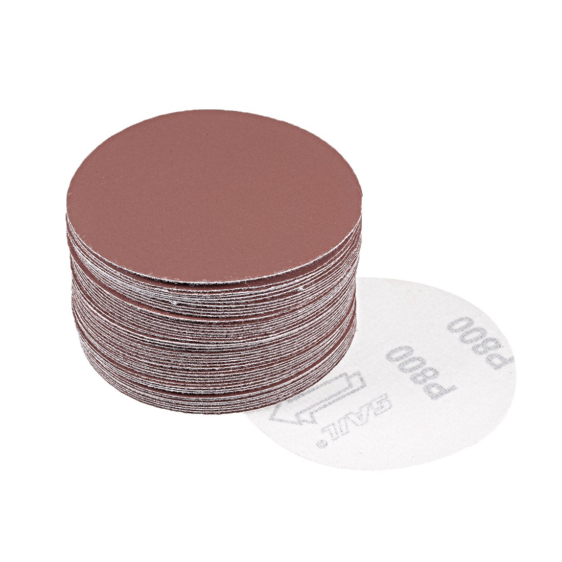 sourcingmap 50Pcs 4 Inch Hook and Loop Sanding Disc 800 Grits Flocking Sandpaper for Random Orbit Sander Brown