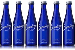 Saratoga Natural Spring Water, 12oz Cobalt Blue Glass Bottle (Pack of 6, Total of 72 Fl Oz)