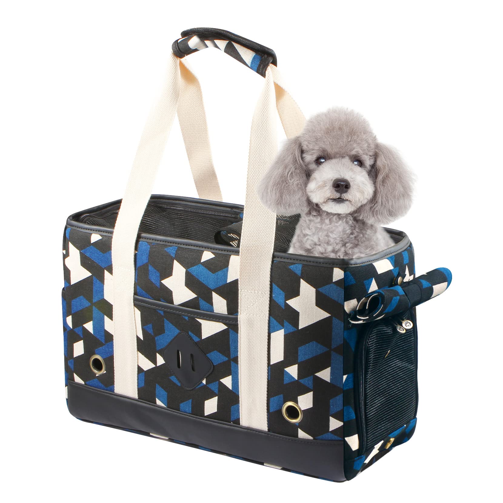 BETOP HOUSE Oxford Cloth Pet Dog Cat Carrier Travel Bag, Geometry Pattern