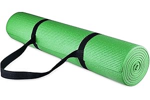 BalanceFrom All Purpose 1/4-Inch High Density Anti-Tear Exercise Yoga Mat with Carrying Strap and Yoga Blocks, Multiple Color