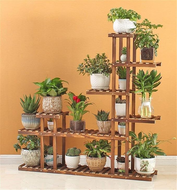 estantes de madera para flores