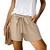 KISSMODA Womens Summer Shorts with Pockets Lightweight High Waisted Adjustable Tie Knot Loose Casual Short