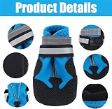 Jodsen Dog Boots Set of 4 Waterproof Shoes with Reflective Straps M Blue view 4