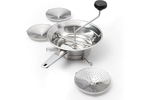 Starfrit Fruit and Vegetable Mill - 3 Discs Included Fine to Coarse Grinding - Non-Slip Foldable Feet That Fit On Bowls - Eas