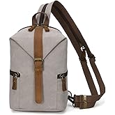 KouLi Buir Canvas Sling bag,Small Crossbody Backpack,Convertible Chest Bag Casual Daypack For Outdoor Cycling Hiking Travel (B2463-Leaden)