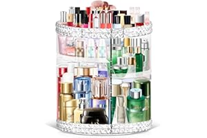 TiKenSo 360 Rotating Makeup Organizer, Cosmetics Organizer Makeup Spinning Organizer Clear 6 Adjustable Layers Large Capacity Acrylic Skincare Organizers for Bathroom or Bedroom Dresser