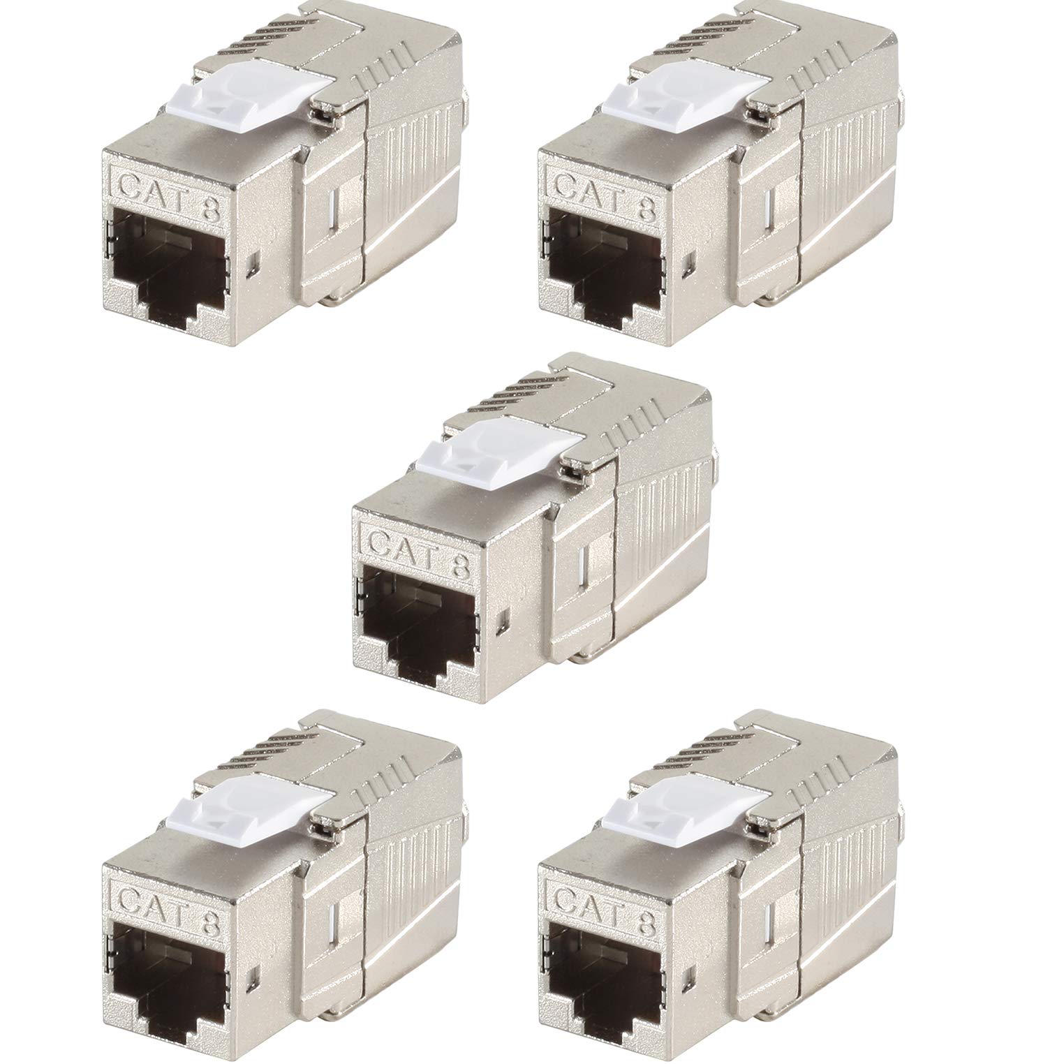 1aTTack.de 5 x CAT 8-10 x Keystone RJ45 Tool-free CAT8 Key Stone shielded metal housing 40Gbit s compatible with Cat5 Cat6 Cat7 5 pieces Cat8 Keystone Cat8 Keystone