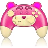 STOGA Wireless Switch Pro Controller for Switch OLED/Switch Lite/PC – Pink Strawberry Bear Design, 6-Axis Motion, Turbo Function & Vibration Feedback