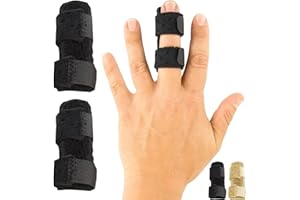 Vive Finger Splint (2 Pack) - Universal Finger Straightener - Broken and Trigger Finger Splints - Finger Brace for Arthritis pain and Support - Sprain Relief for Middle, Index, Ring, Pinky Fingers (Black)