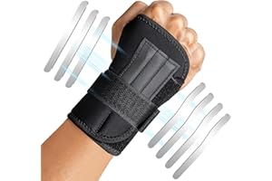 Adjustable Wrist Support Brace with 7 Splints & Dual Straps for Right Hand -Carpal Tunnel Wrist Brace Breathable Comfort for 