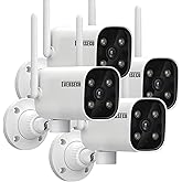 EVERSECU 2K WiFi PTZ Bullet Camera, Outdoor/Indoor, Pan/tilt, 2-Way Audio, Night Vision, Motion Detection Auto Tracking, Waterproof, Remote Access, RTSP Stream, Compatible with Alexa(4pack)