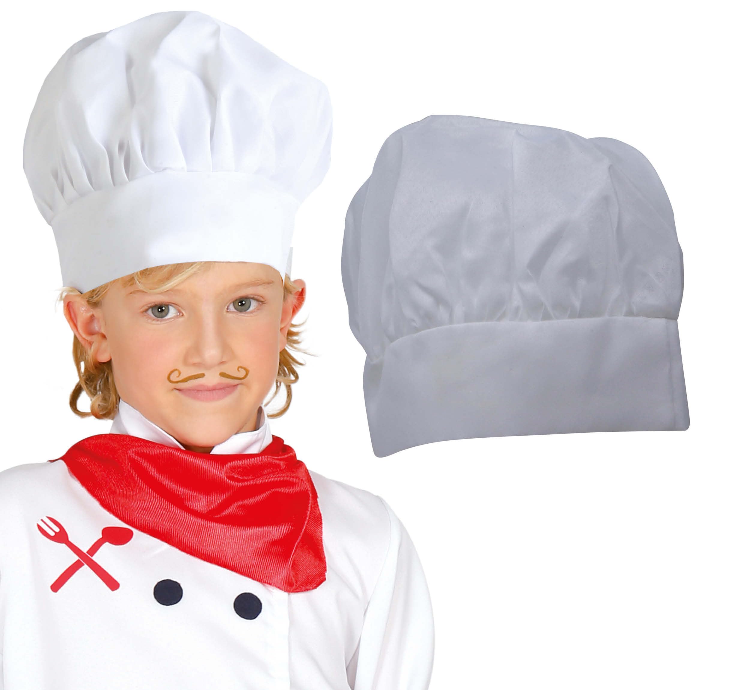 FIESTAS GUIRCA | Children's Chef Hat (One Size) - Chef Hat for Fancy Dress Parties and Role Play - Ideal Accessory for Kids in Cooking Celebrations and Carnival - White