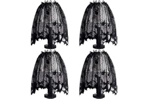 Trounistro 4 Pack Halloween Spider Web Lampshades Window Door Fireplace Mantle Scarf Cover for Halloween Party Décor