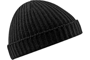 Beechfield Unisex Retro Trawler Winter Beanie Hat (One Size) (Black)