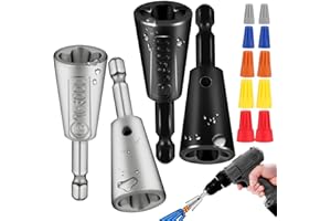 JHEOYRT 4 Pcs Multifunctional Wire Twister Tool for Drill, Lightweight Wire Nut Twister Compatible with 8 to 24 Awg and 2 to 7 Ways Effortlessly, Wire Nut Twister for Drill for Electrical Power Drill
