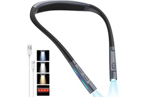 TROND LED Neck Reading Light, 3 Color 3 Brightness Book Light for Reading in Bed, 1000mAh Rechargeable Lamp, Flexible Arm with Outdoor Warning Lamp, Eye-Caring for Crochet, Travel, Book Lovers Gifts