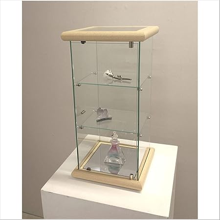 Vm Art Design Glass Countertop Display Cabinet Vm109t White Oak Wood Amazon Co Uk Kitchen Home