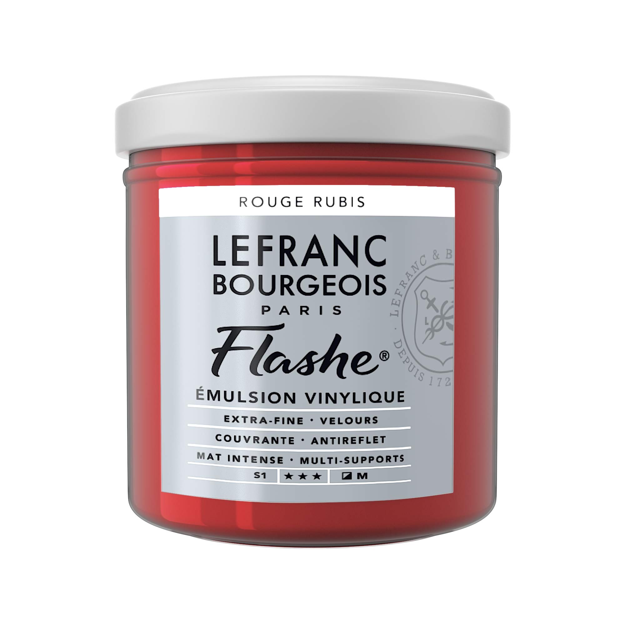 Lefranc Bourgeois Flashe, Extra-Fine Acrylic Vinyl Emulsion, Artists Quality, Ruby Red, 125ml Pot — image 1