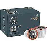 Healthy Bean Low Acid Coffee Pods - Superfood Infused, USDA, Organic Low Acid Coffee, Mold Free Coffee Pods - Clean, Healthy - Mycotoxin Free Coffee - Semi-Dark Roast, 12 Pack