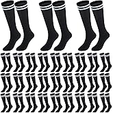Hercicy 30 Pairs Kids Soccer Socks Sport Team Knee High Football Athletic Striped Hockey Socks for 5-12 Years