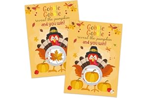 AUGTHEEP 36 Pcs Thanksgiving Turkey Scratch Off Cards for Adults Thanksgiving Party Family Group Activity Thankful Raffle Tickets Fall Event Supplies