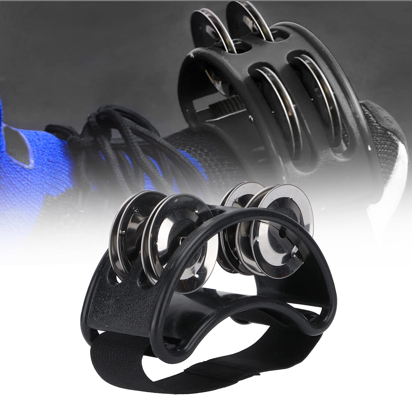 Gedourain Foot Tambourine Percussion pandereta pie Foot Tambourine Small in Size Simple fuß tamburin for Playing Drums or Guitar or Accompaniment(black) Tambourines