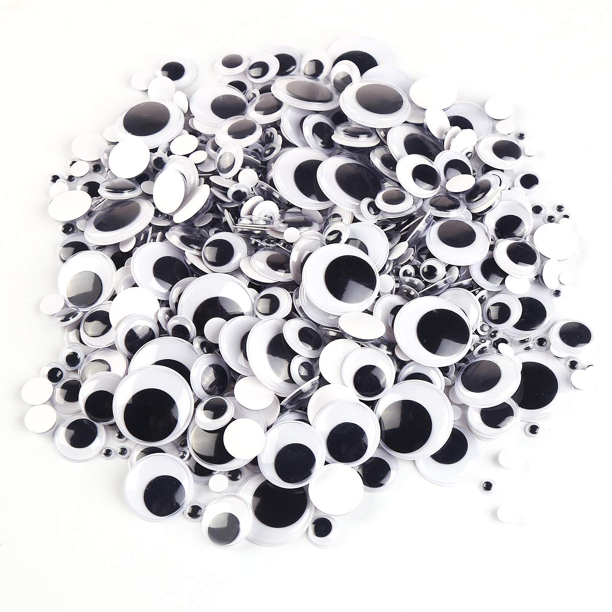 Wiggle Googly Eyes 1500 Pcs Black with Self-Adhesive 4mm-30mm Mixed for Creative DIY Crafts Decorations by CCINEE