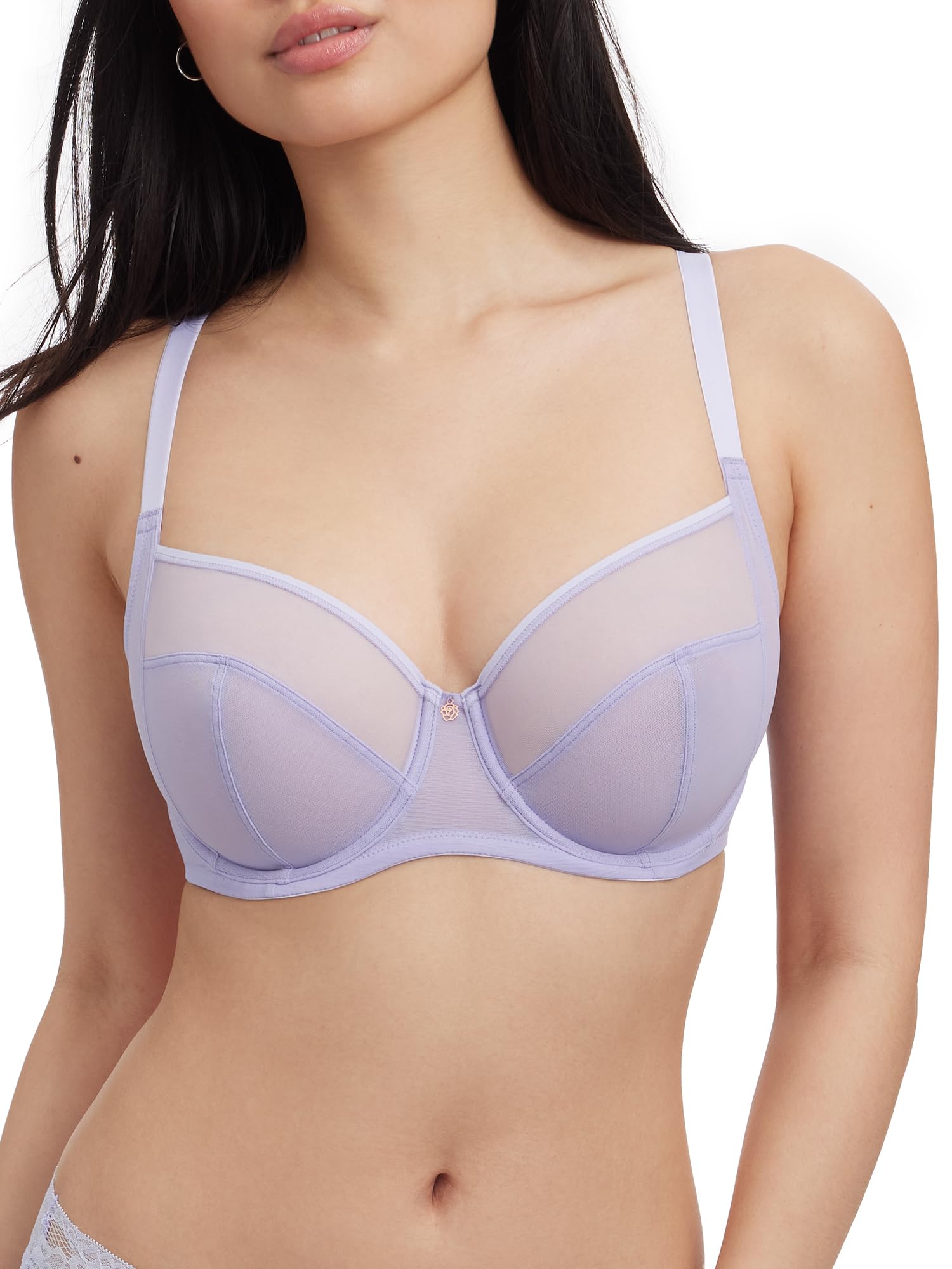 Skarlett Blue Women’s Spellbound Sheer Side Support Full Coverage Underwire Bra 336212, Ice Purple, 32H