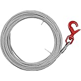 TOPTGO Galvanized Steel Winch Cable,Heavy-Duty 3/8" x 100' Winch Cable with Swivel Hook,17600 Lbs Breaking Strength,6x19 Strand Core Wire Winch Rope for SUV, Tow Truck,Crane,Wrecker