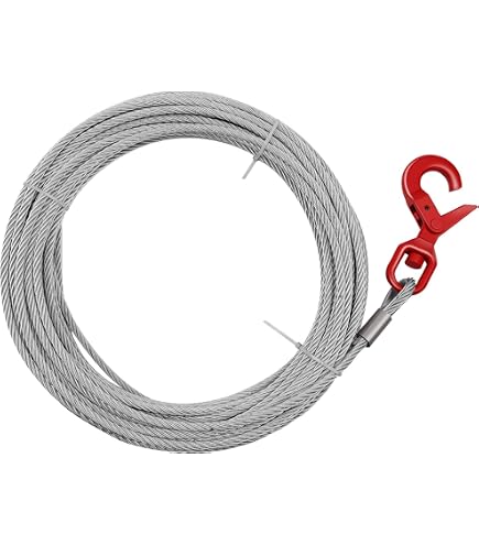 thumbnail image 2 of Mytee Products 7/16" X 100' Winch Cable Rope – Steel Core, With Swivel Hooks – 2 Pack 2 of 3