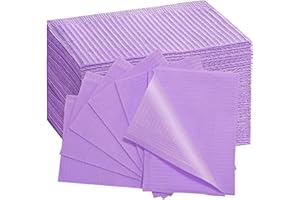 50 Pcs Purple Disposable Dental Bibs 13" x 18", 3 Ply Waterproof Tattoo Bibs Dental Patient Bibs Sheets Dentist or Medical Tr