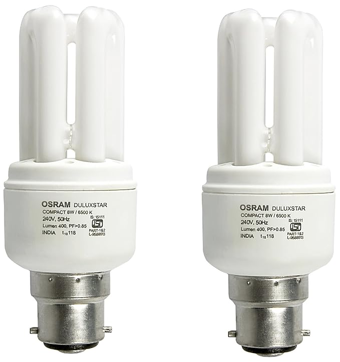 Osram 8 Watt mini Stick  CFL Bulb B22d Yellow (Pack of 2)