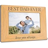 AKTFV Dad Picture Frame - Best Dad Ever - 4x6 Wooden Photo Frame With Support Thank You Gift For Dad From Daughter Son? Father's Day Birthday Christmas Valentine’s Gifts for Father -A08