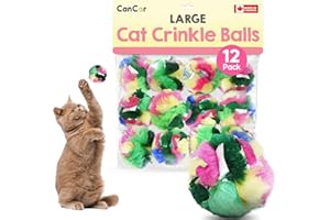 Large Cat Crinkle Balls 2.5 Inch (12-Pack) - Canadian-Made Cat Toys - Large Crinkle Balls for Cats