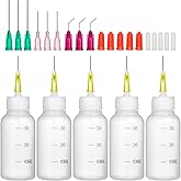 30cc Needle Glue Bottles, Precision Tip Squeeze Applicator Dispenser Bottle | for Dispensing or Refilling Oil, Liquids, Paint, Glue, Quilling Craft, 5 Set