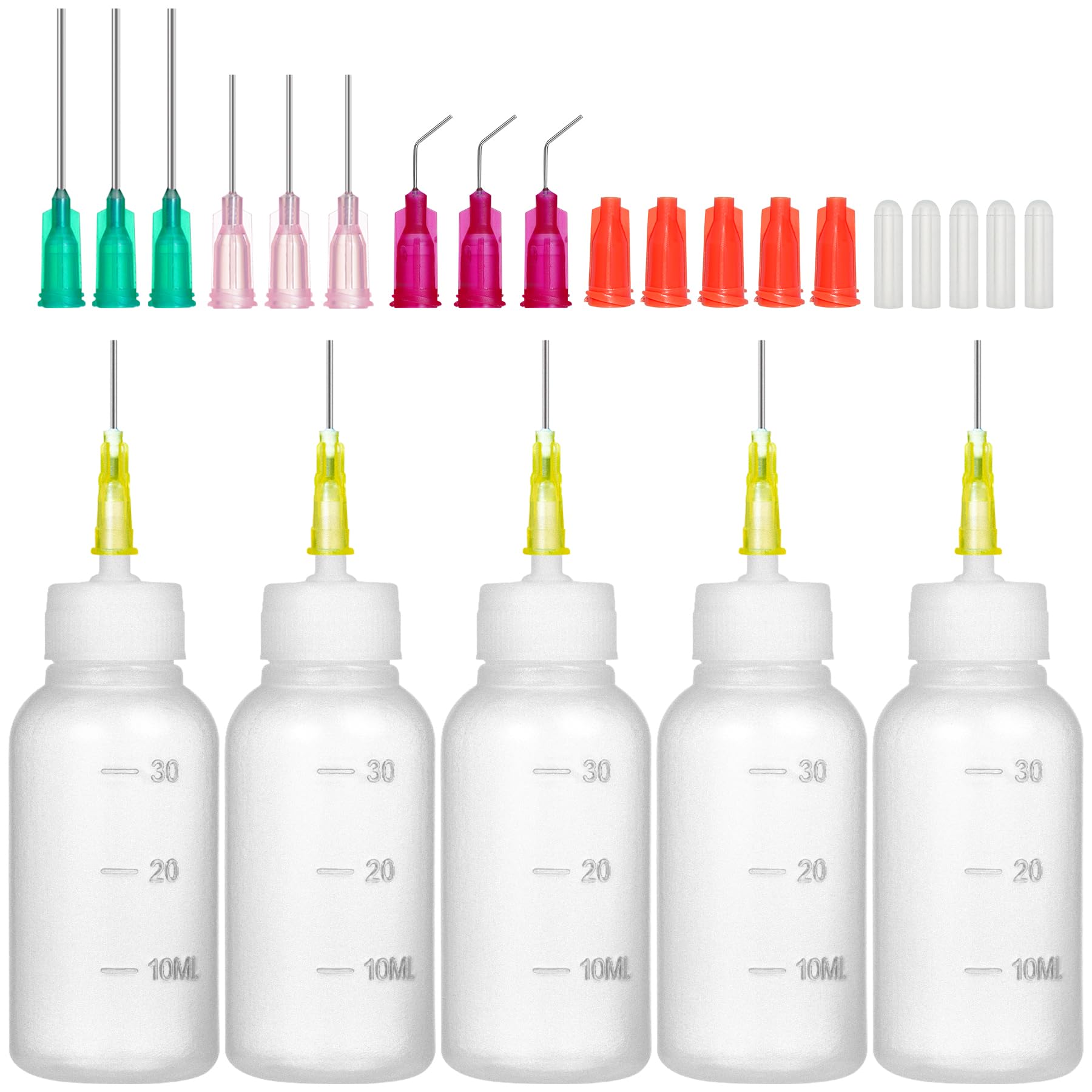Photo 1 of 30ml Glue Bottles with Blunt Needle - Precision Tip Squeeze Applicator Dispenser Bottle for Dispensing or Refilling Oil, Liquids, Paint, Quilling Craft
