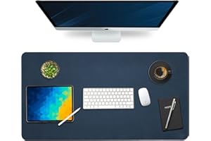 Vine Creations Leather Desk Mat Large 36" x 20", Desk Protector Mat, PU Leather Desk Pad, Non-Slip Large Mouse Pad, Desk Blotter, Desk Pads on Top of Desks, Office Desk Matt for Desktop (Dark Blue)