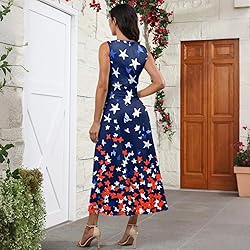 CHRATLHI 4th of July Dress Patriotic Flowy A-Line