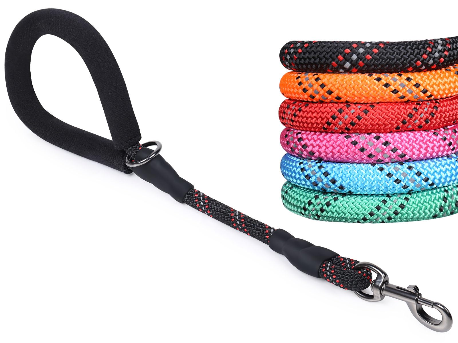 VIVAGLORY Short Dog Lead Closerok Traffic Leash for Dog with Soft Padded Handle for Training & Walking, Padded Neoprene & Heavy Duty, 46cm, Black