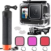 FitStill 60M/196FT Underwater Waterproof Protective Case Shell for Go Pro Hero 13/12/11/10/9 Black, Includes 3 Pack Dive Filt