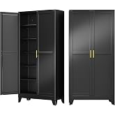 AUEYTVR 75" Metal Garage Storage Cabinet with 2 Doors and 5 Adjustable Shelves,Metal Storage Cabinets,Steel Tool Cabinets for Home,Office,Garage,Warehouse (Black, 75''H x 36''W x 18''D)