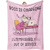 Boss Gifts for Women, Best Appreciation Congratulations Birthday Gift for Bosses - Throws Blanket 60"x50", Bosses Day Gifts for Women, Christmas Thank You Gift for Boss Coworkers Manager, Pink