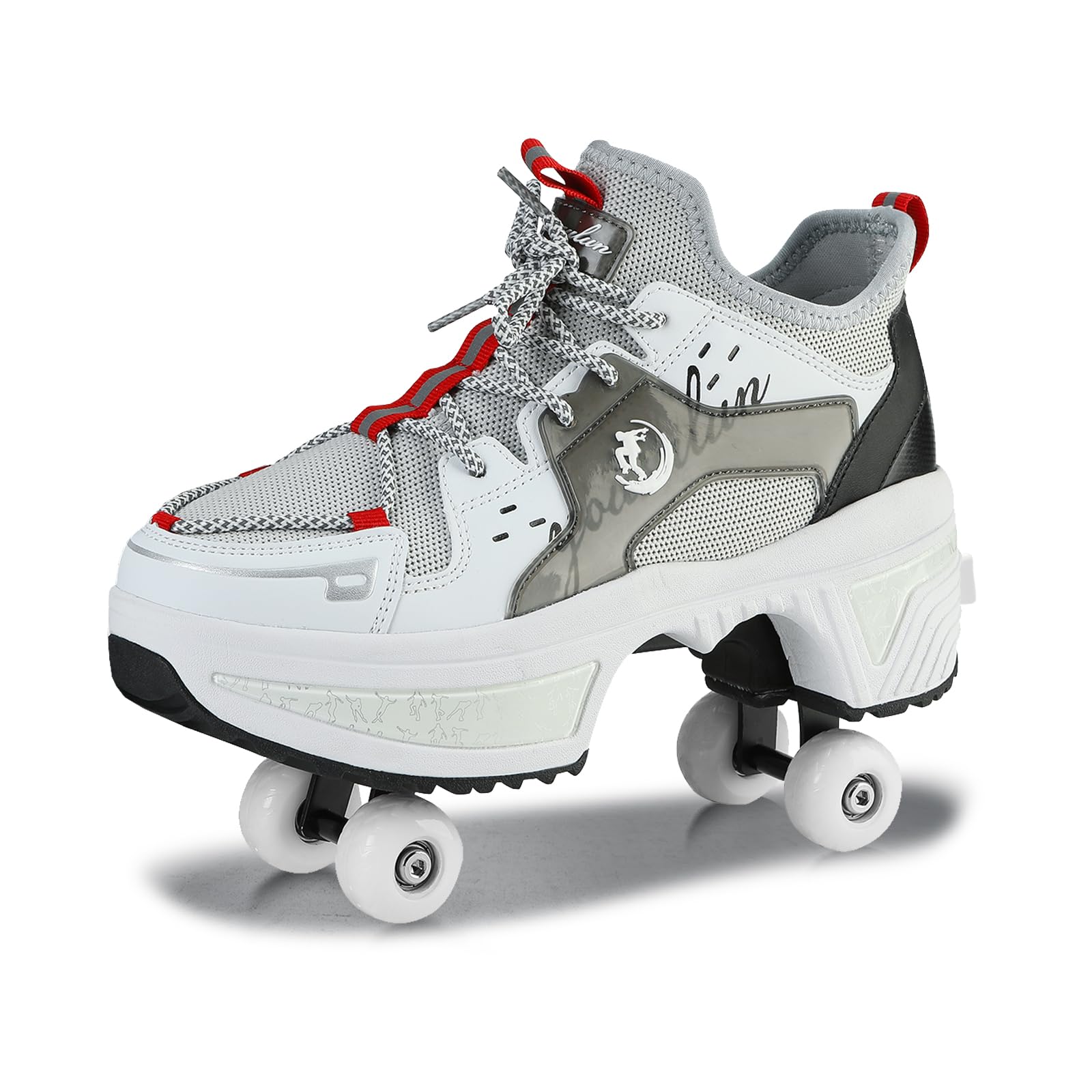 Deformation Roller Skates Skate Shoe, Grey, 6.5 UK, Unisex, Polypropylene, with Retractable Wheels