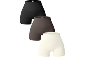 OQQ Women 3 Piece Yoga Shorts High Waist Seamless Workout Exercise Shorts Leggings