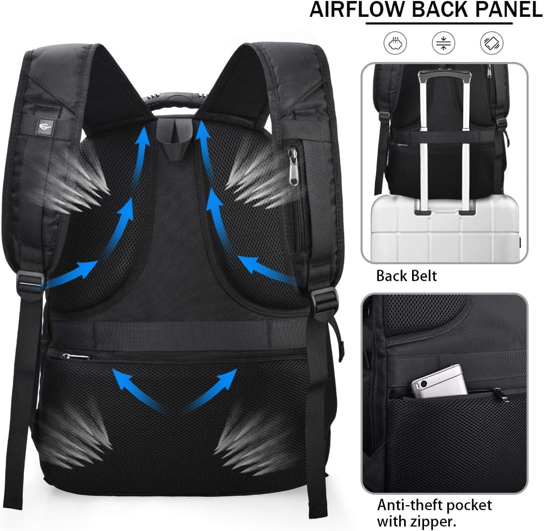 Laptop Backpack 17 Inch Waterproof Extra Large TSA Travel Backpack Anti Theft College School Business Mens Backpacks with USB Charging Port 17.3 Gaming Computer Backpack for Women Men Black 45L: Electronics