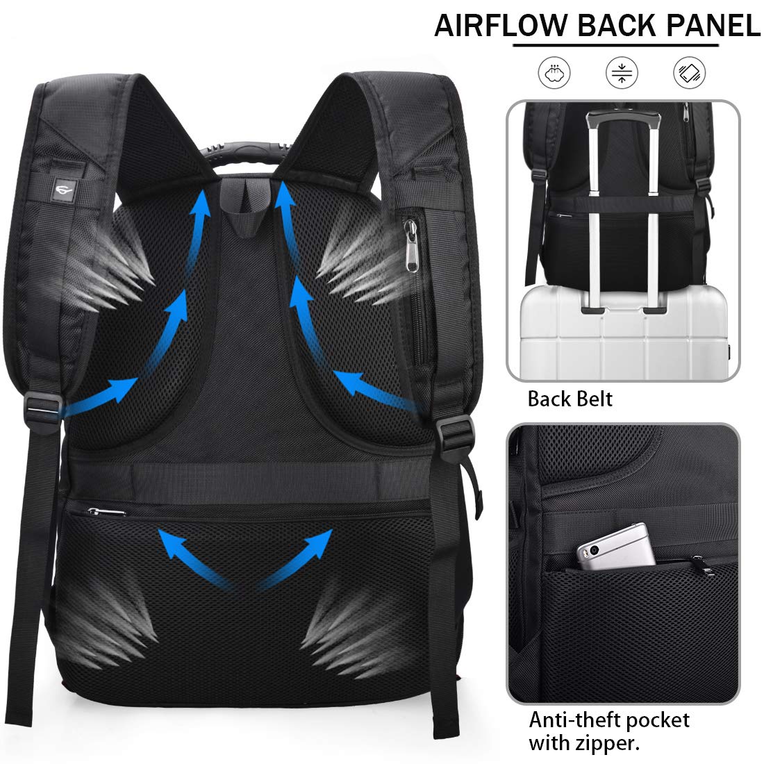 Mochila Para Portatil Hombre 17 3 Pulgadas Impermeable Mochilas Puerto Usb 17 Pulgadas Trabajo Ordenador Viaje Negocio Multifuncional Mochila Daypacks Negro Mochilas Para Portatiles Y Netbooks