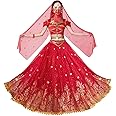 ELLYDOOR Princess Jasmine Costumes for Women Adult Aladdin Dress UP Halloween Cosplay Belly Dance Outfit