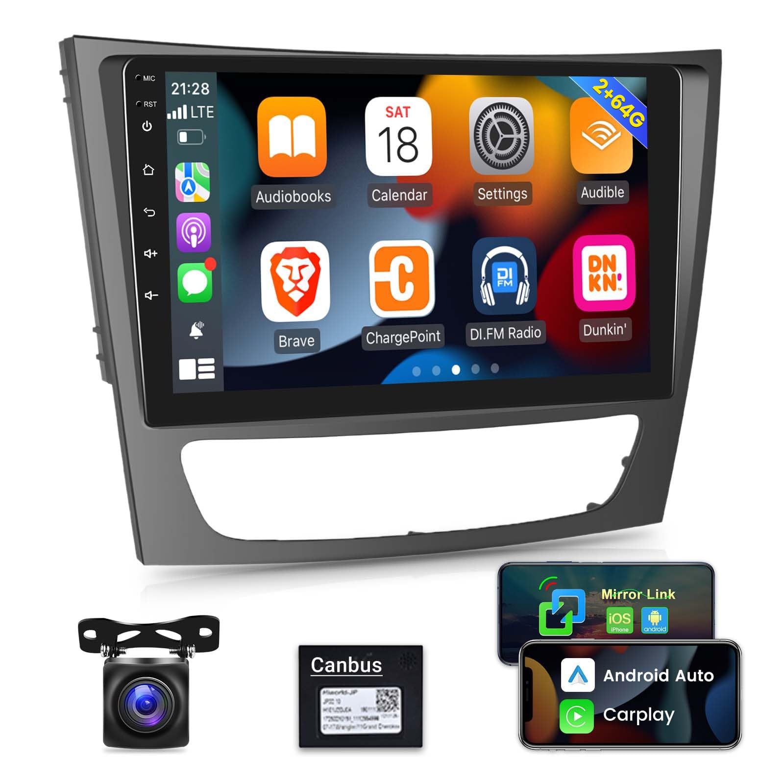 Photo 1 of Car Radio for Mercedes Benz E Class W211 E200 CLS W219 2002-2009, [2G+64G] 9 inch Android 13 Touch Screen Car Stereo, Carplay/Android Auto/Bluetooth/WiFi +AHD Backup Camera+MIC