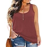 ForHailey Plus Size Tank Tops for Women Sleeveless Tops Plus Size Clothes Summer Casual Button Tunic Shirts Red XX-Large